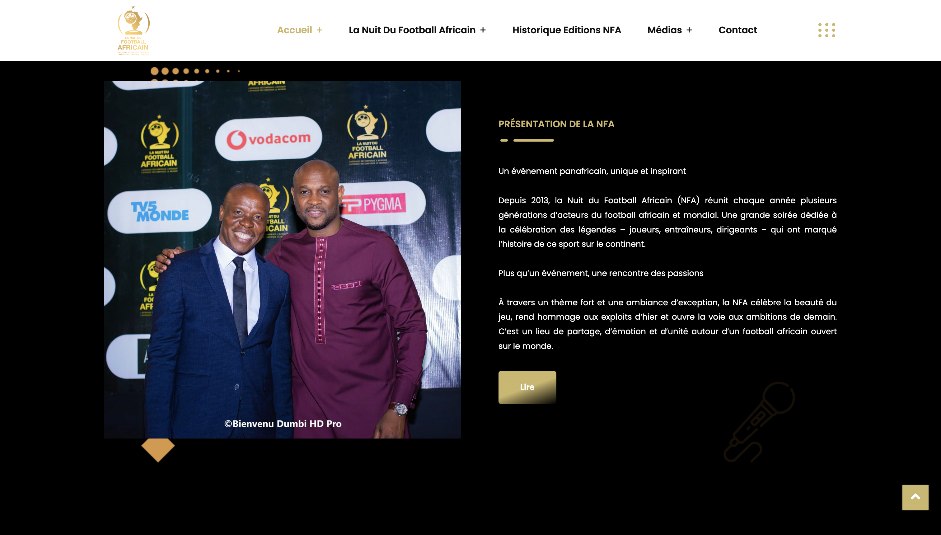Aperçu du site Nuit du football Africain
